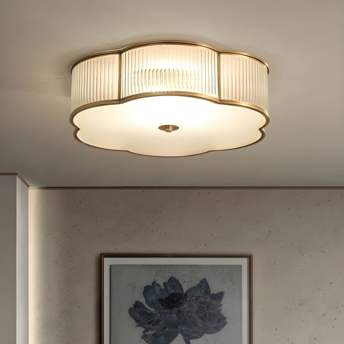Ceiling Flush Mount Light Ribbed Glass Traditional Style | Lumerae