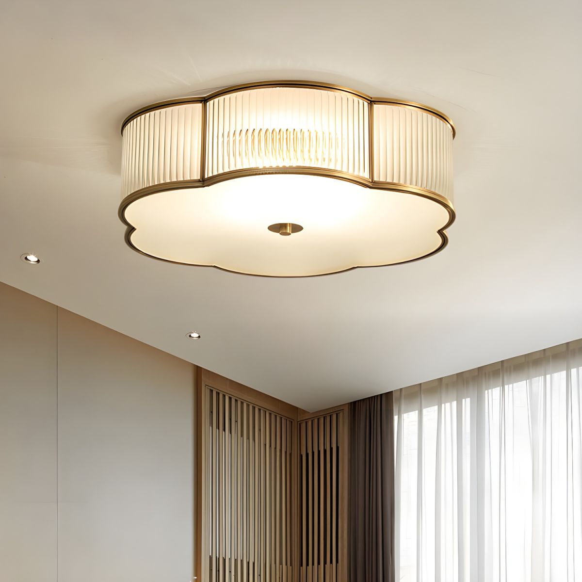 Ceiling Flush Mount Light Ribbed Glass Traditional Style | Lumerae