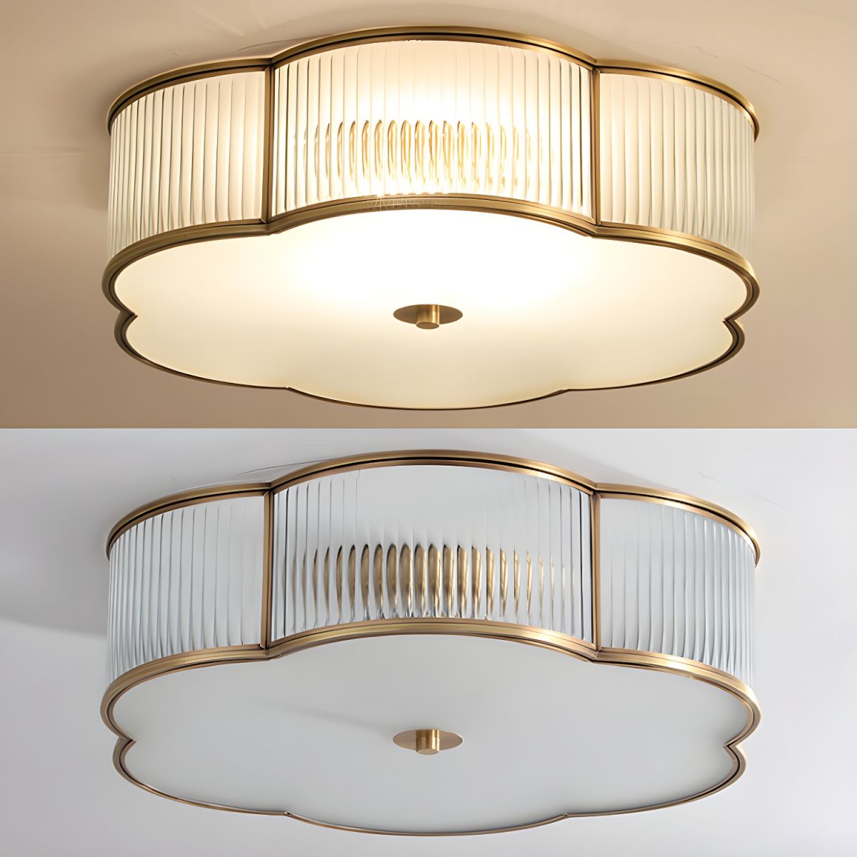 Ceiling Flush Mount Light Ribbed Glass Traditional Style | Lumerae