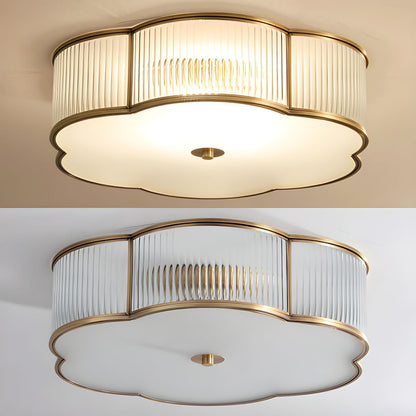 Ceiling Flush Mount Light Ribbed Glass Traditional Style | Lumerae