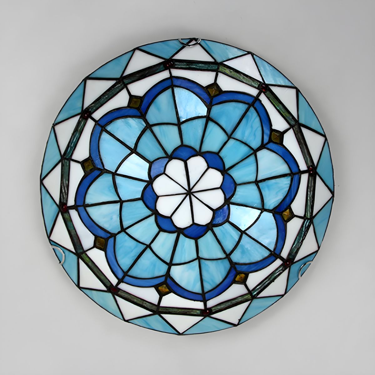 Ceiling Flush Mount Tiffany Blue Glass Light Fixture | Lumeria