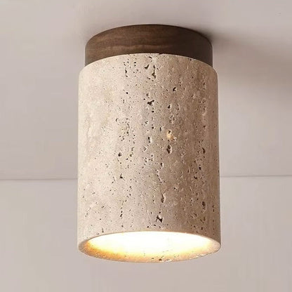 Ceiling Lamp Marble Wood Japandi Style Light | Telvaro