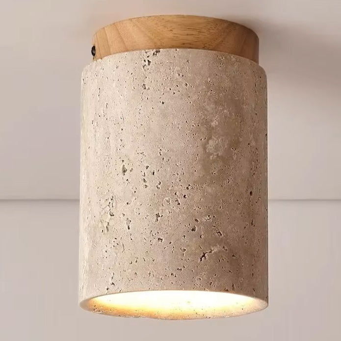 Ceiling Lamp Marble Wood Japandi Style Light | Telvaro