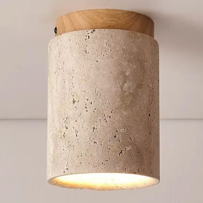 Ceiling Lamp Marble Wood Japandi Style Light | Telvaro