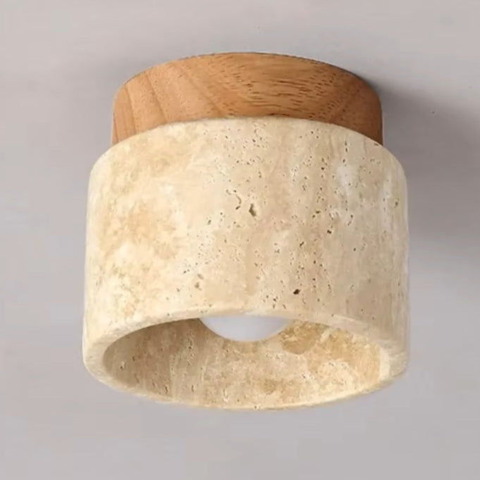 Ceiling Lamp Marble Wood Japandi Style Light | Telvaro