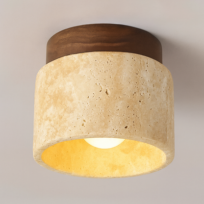 Ceiling Lamp Marble Wood Japandi Style Light | Telvaro