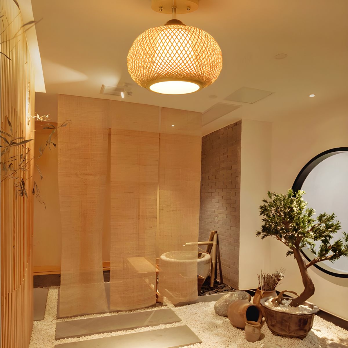 Ceiling Light Bamboo Semi Flush Mount Modern Design | Radela