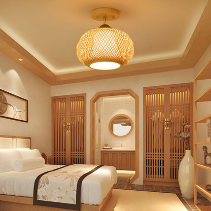 Ceiling Light Bamboo Semi Flush Mount Modern Design | Radela