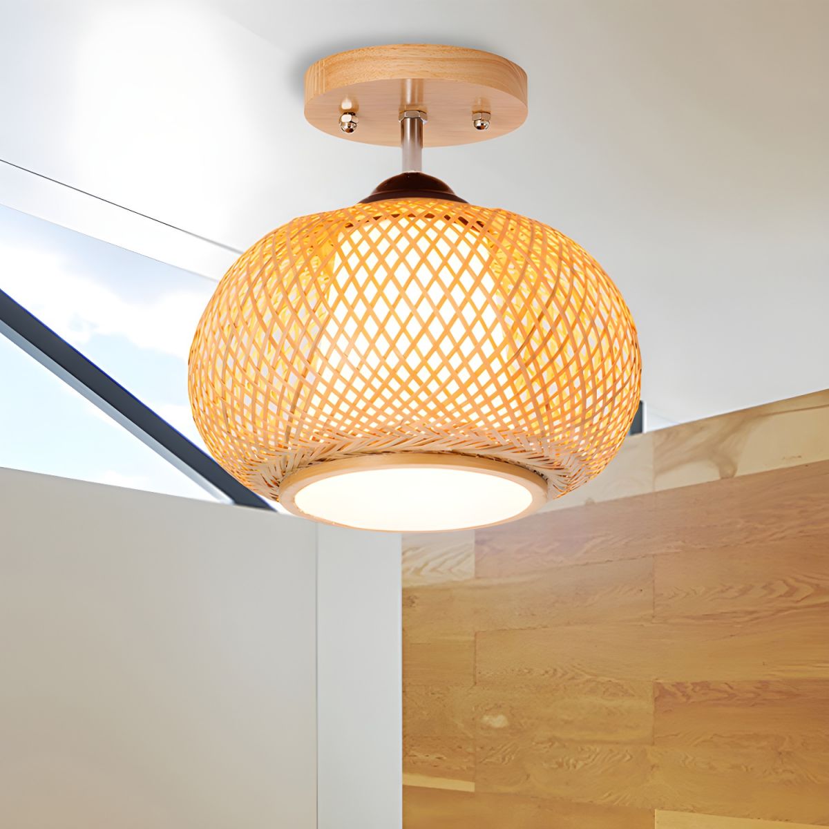 Ceiling Light Bamboo Semi Flush Mount Modern Design | Radela