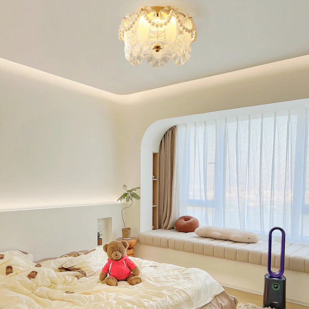 Ceiling Light Glass Petals Pearl Detail Scandinavian | Perliza