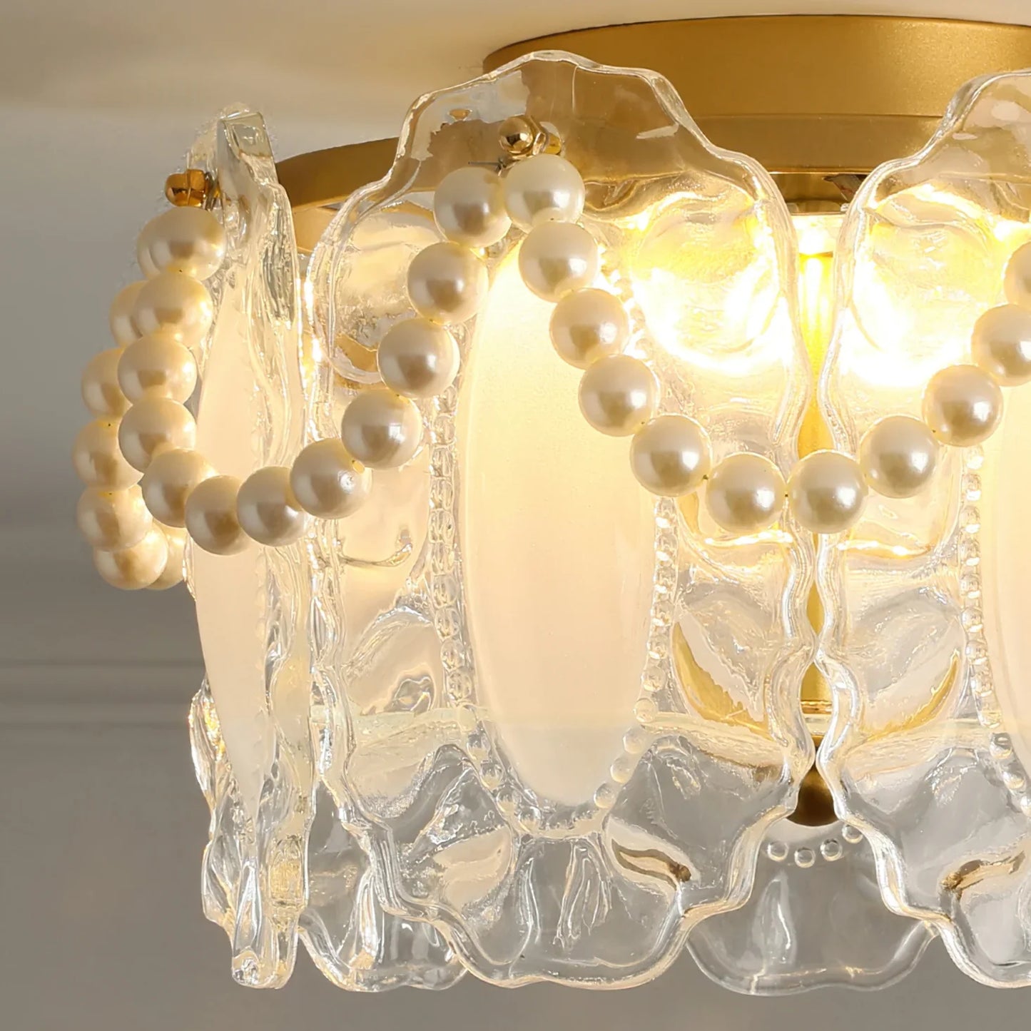 Ceiling Light Glass Petals Pearl Detail Scandinavian | Perliza