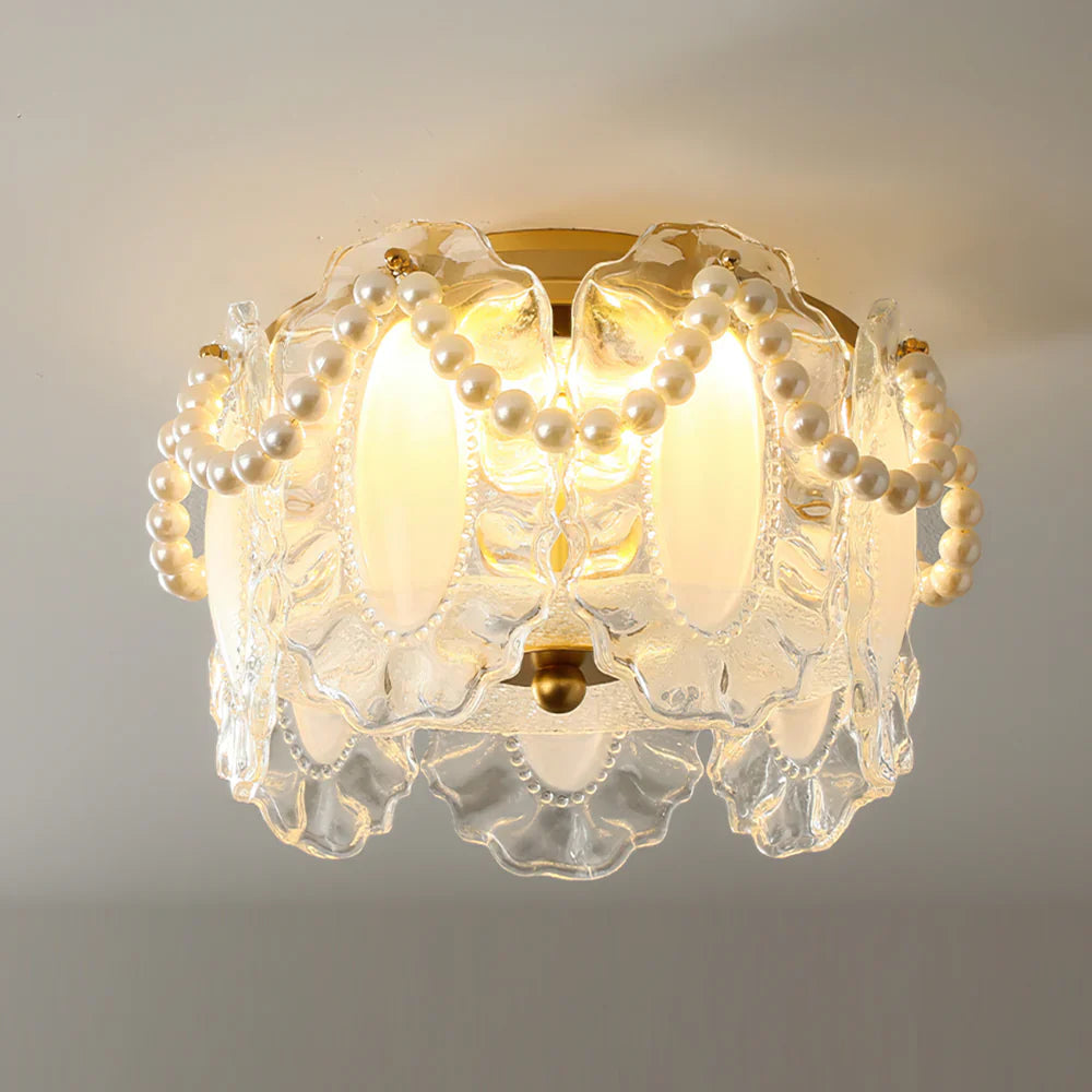 Ceiling Light Glass Petals Pearl Detail Scandinavian | Perliza