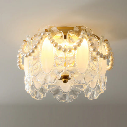 Ceiling Light Glass Petals Pearl Detail Scandinavian | Perliza