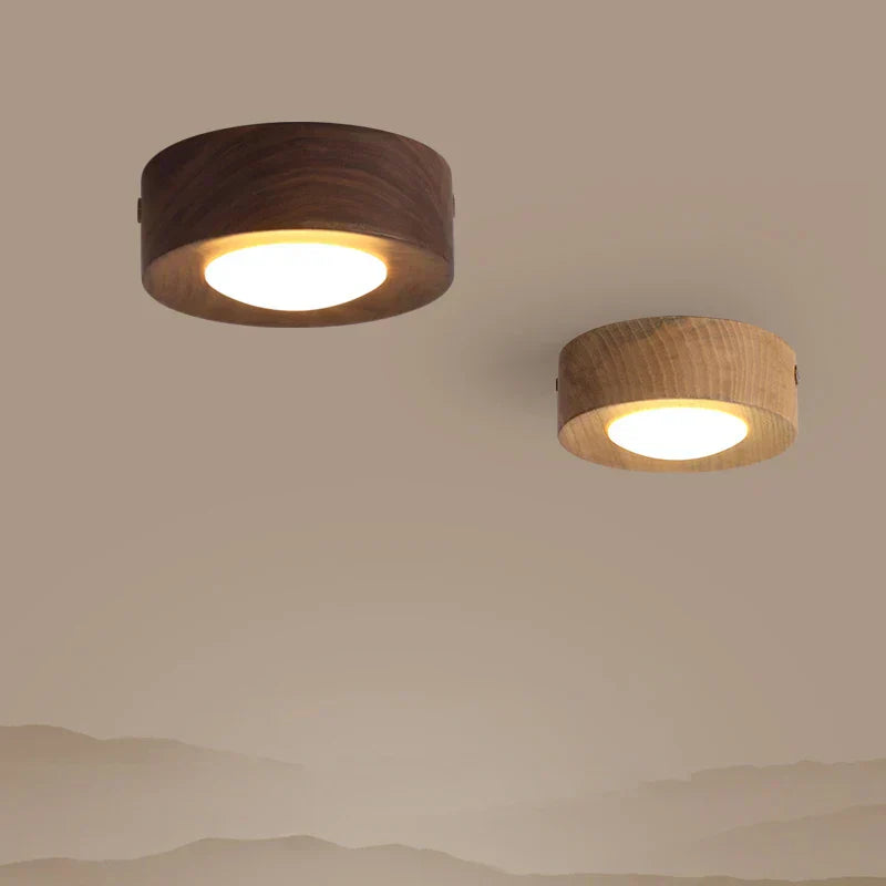 Ceiling Light LED Spotlight Walnut Wood Finish | Milora