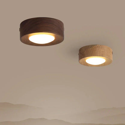 Ceiling Light LED Spotlight Walnut Wood Finish | Milora