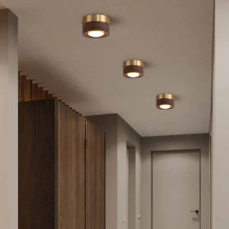 Ceiling Light LED Spotlight Walnut Wood Finish | Milora