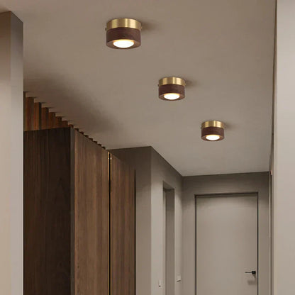 Ceiling Light LED Spotlight Walnut Wood Finish | Milora