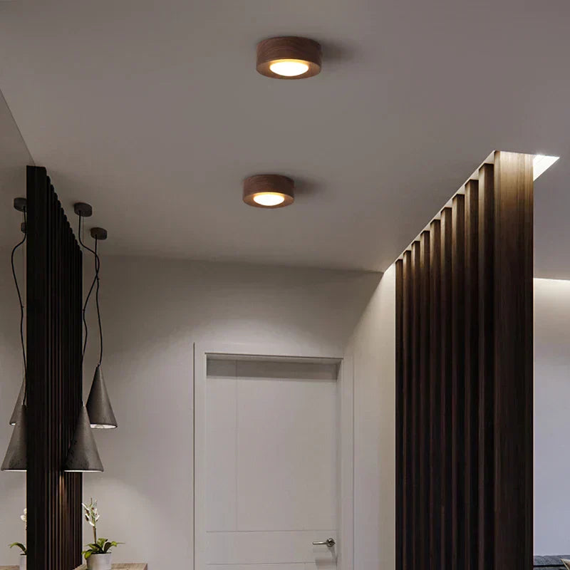 Ceiling Light LED Spotlight Walnut Wood Finish | Milora