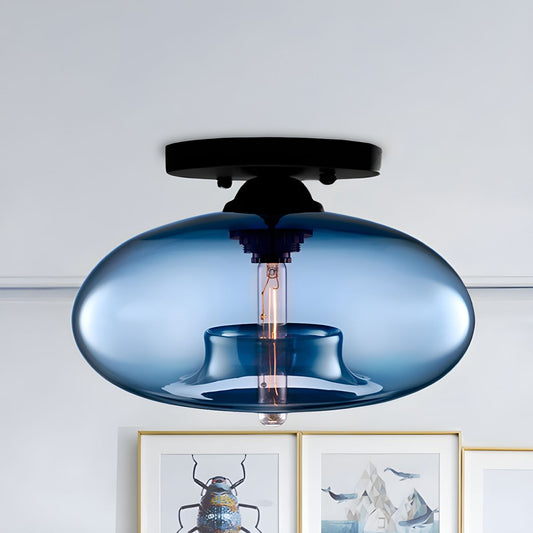 Ceiling Light Oval Glass Shade Industrial Design Fixture | Bravion