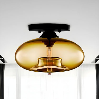 Ceiling Light Oval Glass Shade Industrial Design Fixture | Bravion