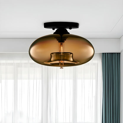 Ceiling Light Oval Glass Shade Industrial Design Fixture | Bravion