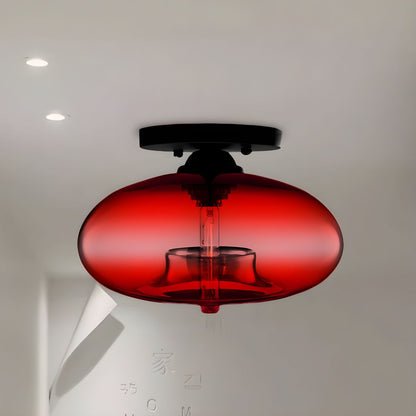 Ceiling Light Oval Glass Shade Industrial Design Fixture | Bravion