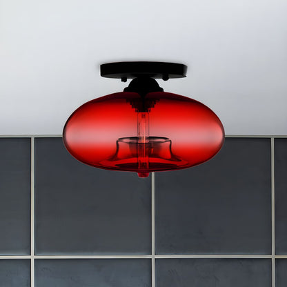 Ceiling Light Oval Glass Shade Industrial Design Fixture | Bravion