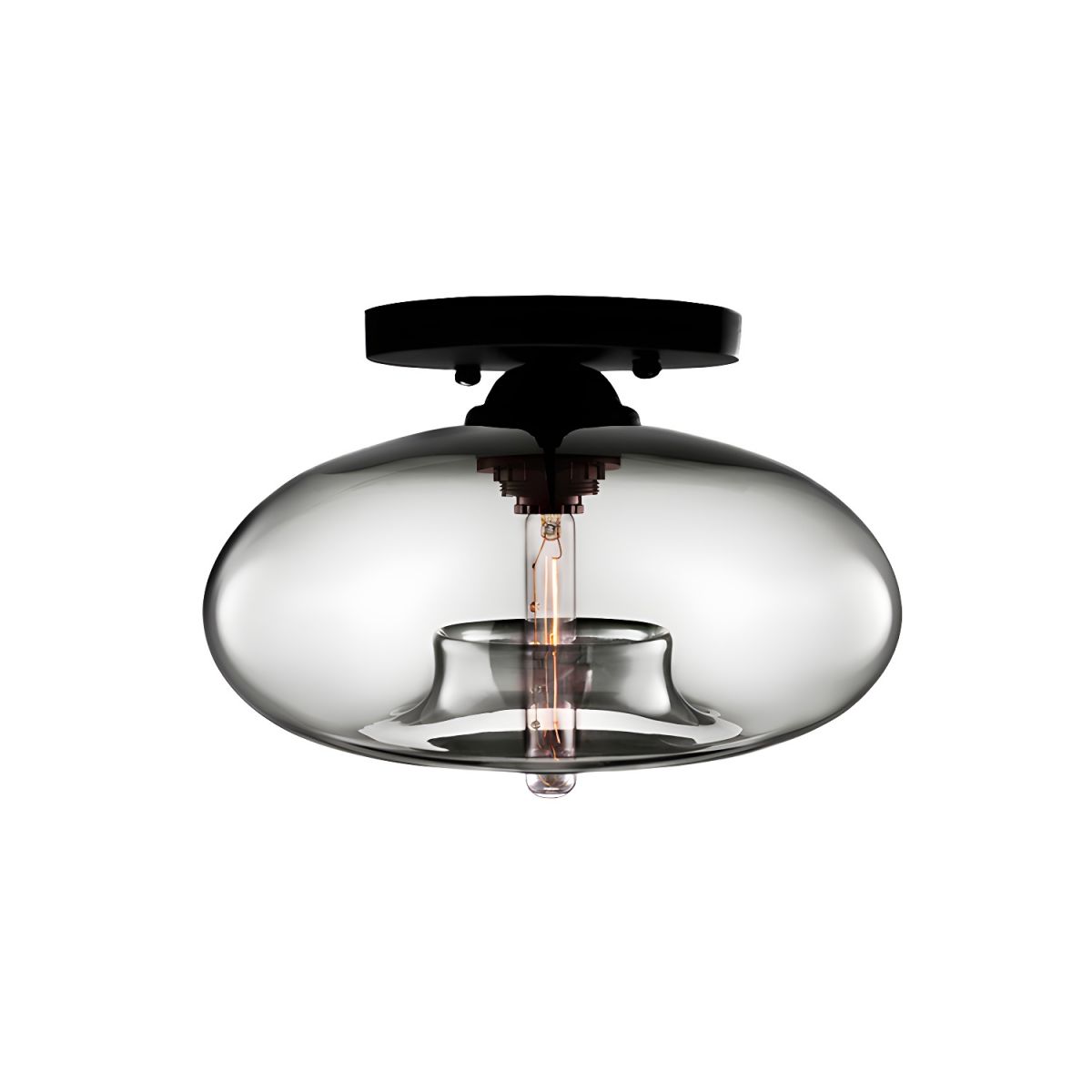 Ceiling Light Oval Glass Shade Industrial Design Fixture | Bravion