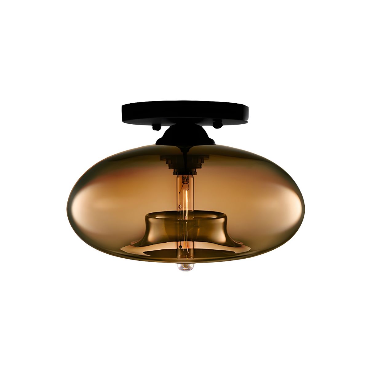 Ceiling Light Oval Glass Shade Industrial Design Fixture | Bravion