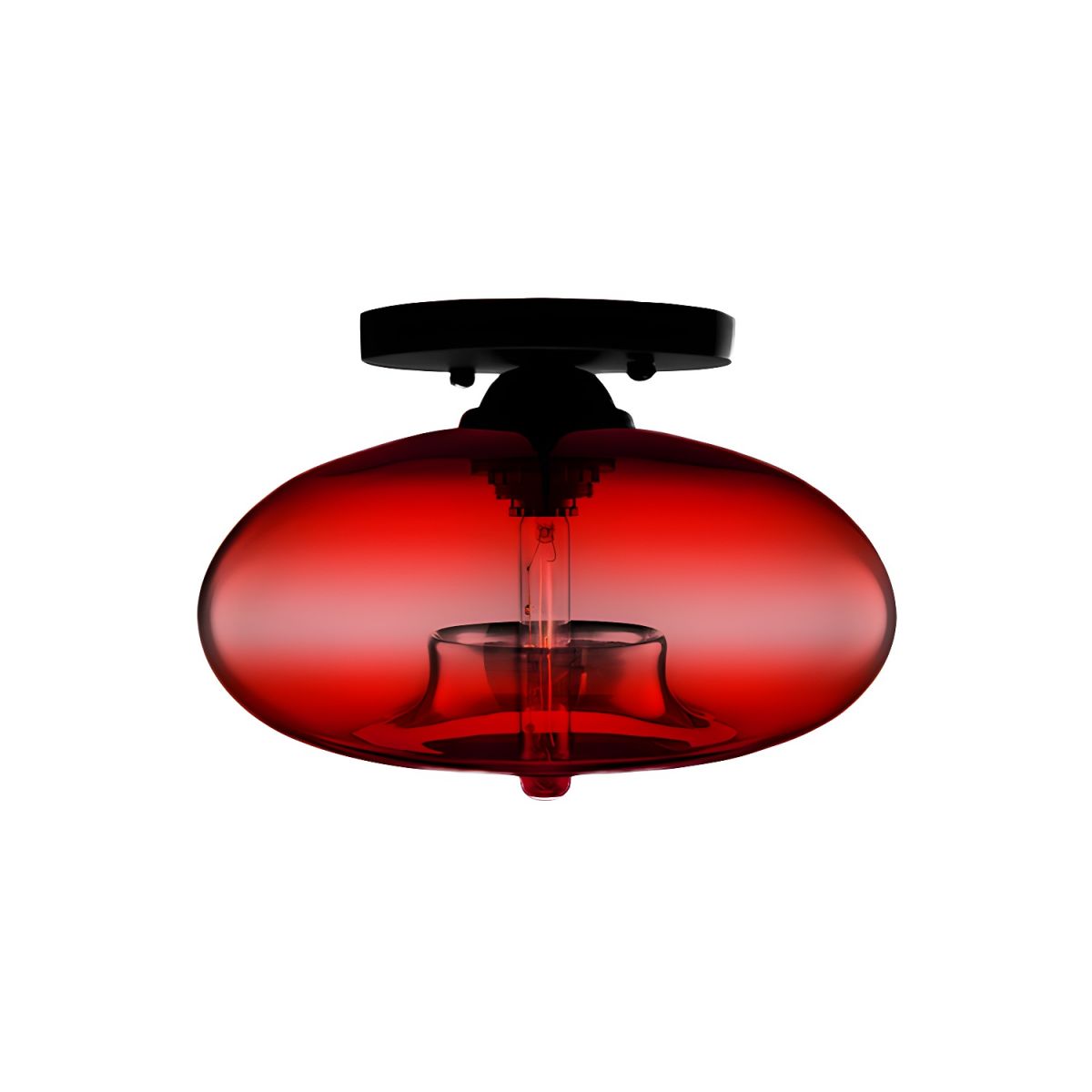Ceiling Light Oval Glass Shade Industrial Design Fixture | Bravion