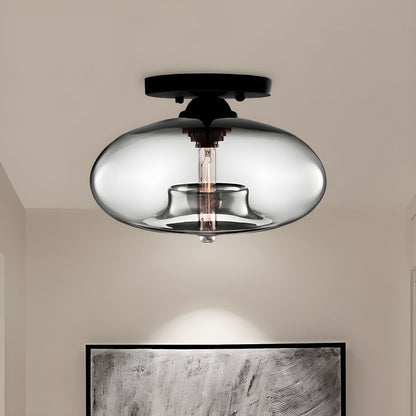 Ceiling Light Oval Glass Shade Industrial Design Fixture | Bravion