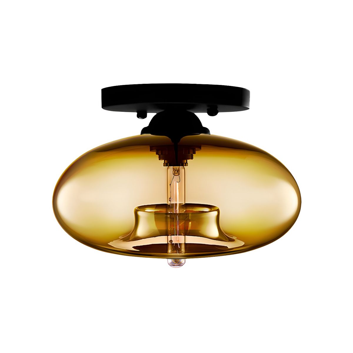 Ceiling Light Oval Glass Shade Industrial Design Fixture | Bravion