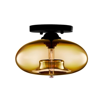 Ceiling Light Oval Glass Shade Industrial Design Fixture | Bravion