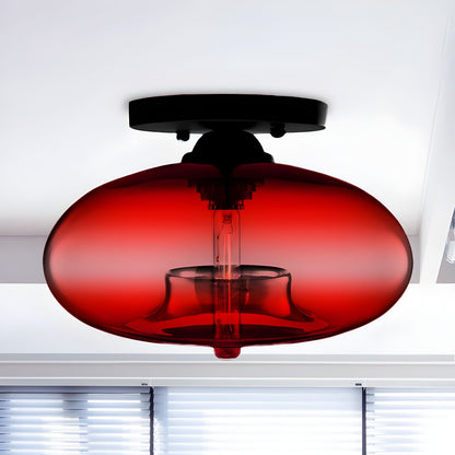 Ceiling Light Oval Glass Shade Industrial Design Fixture | Bravion