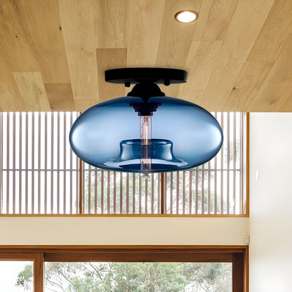 Ceiling Light Oval Glass Shade Industrial Design Fixture | Bravion