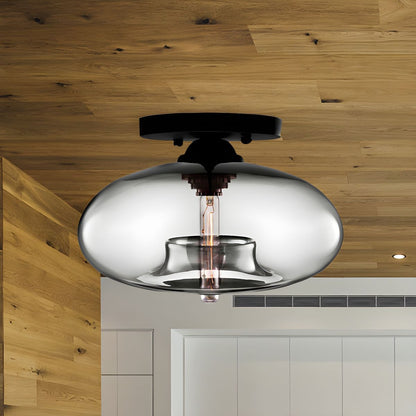 Ceiling Light Oval Glass Shade Industrial Design Fixture | Bravion