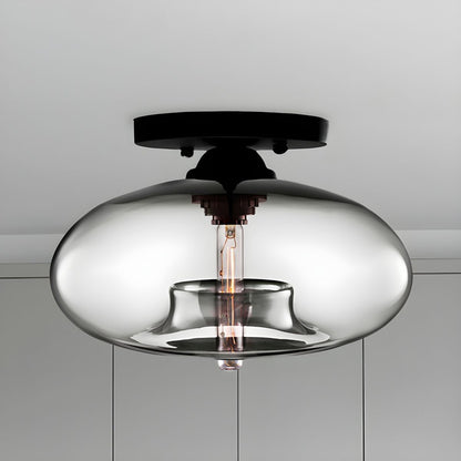 Ceiling Light Oval Glass Shade Industrial Design Fixture | Bravion