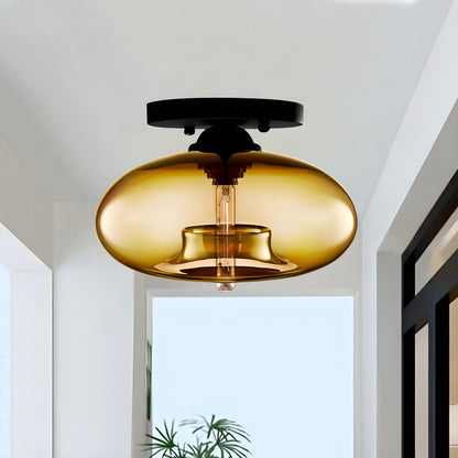 Ceiling Light Oval Glass Shade Industrial Design Fixture | Bravion