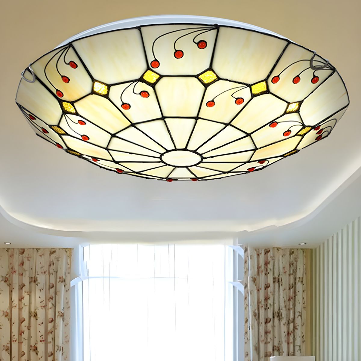 Ceiling Light Tiffany Style Stained Glass Flush Mount | Luneria