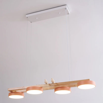 Modern Wooden Frame LED Bird Pendant Chandelier | Lumwood