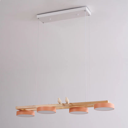 Modern Wooden Frame LED Bird Pendant Chandelier | Lumwood