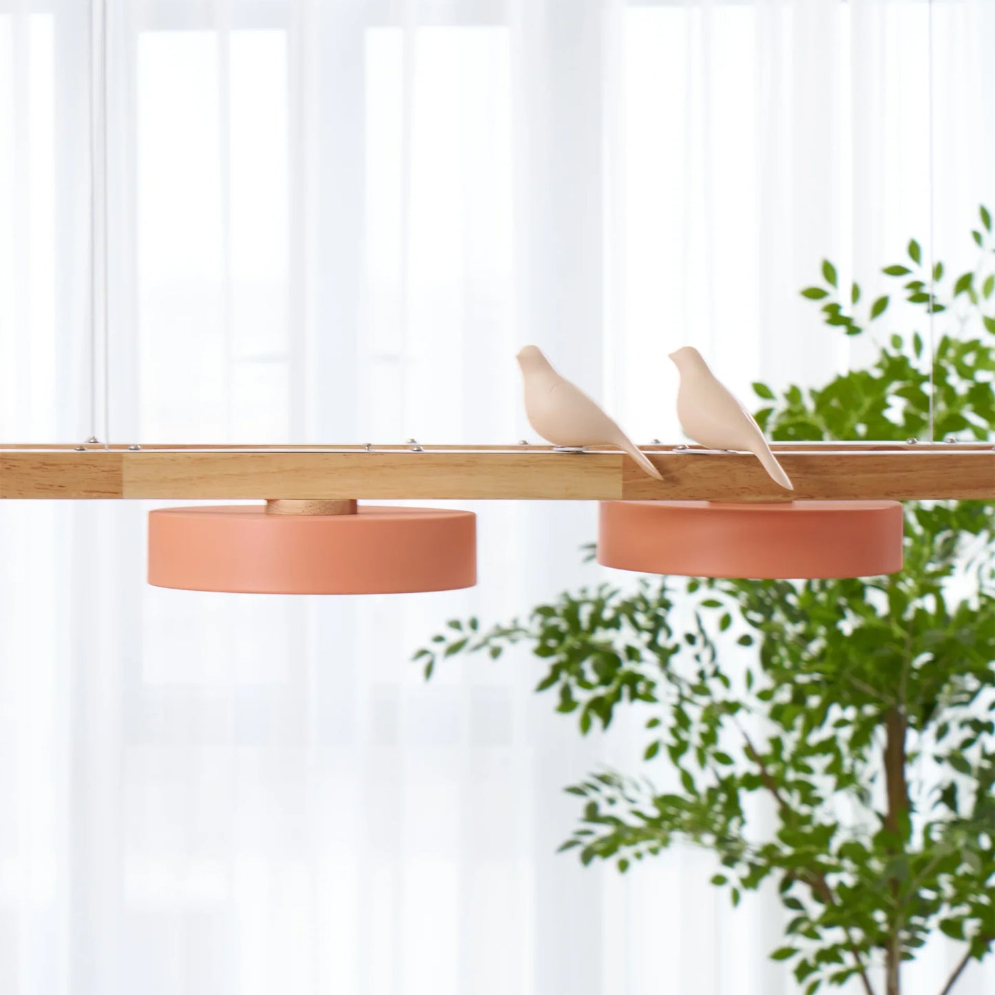 Modern Wooden Frame LED Bird Pendant Chandelier | Lumwood