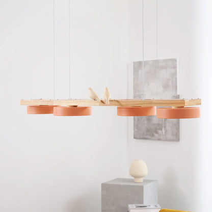 Modern Wooden Frame LED Bird Pendant Chandelier | Lumwood
