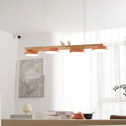 Modern Wooden Frame LED Bird Pendant Chandelier | Lumwood