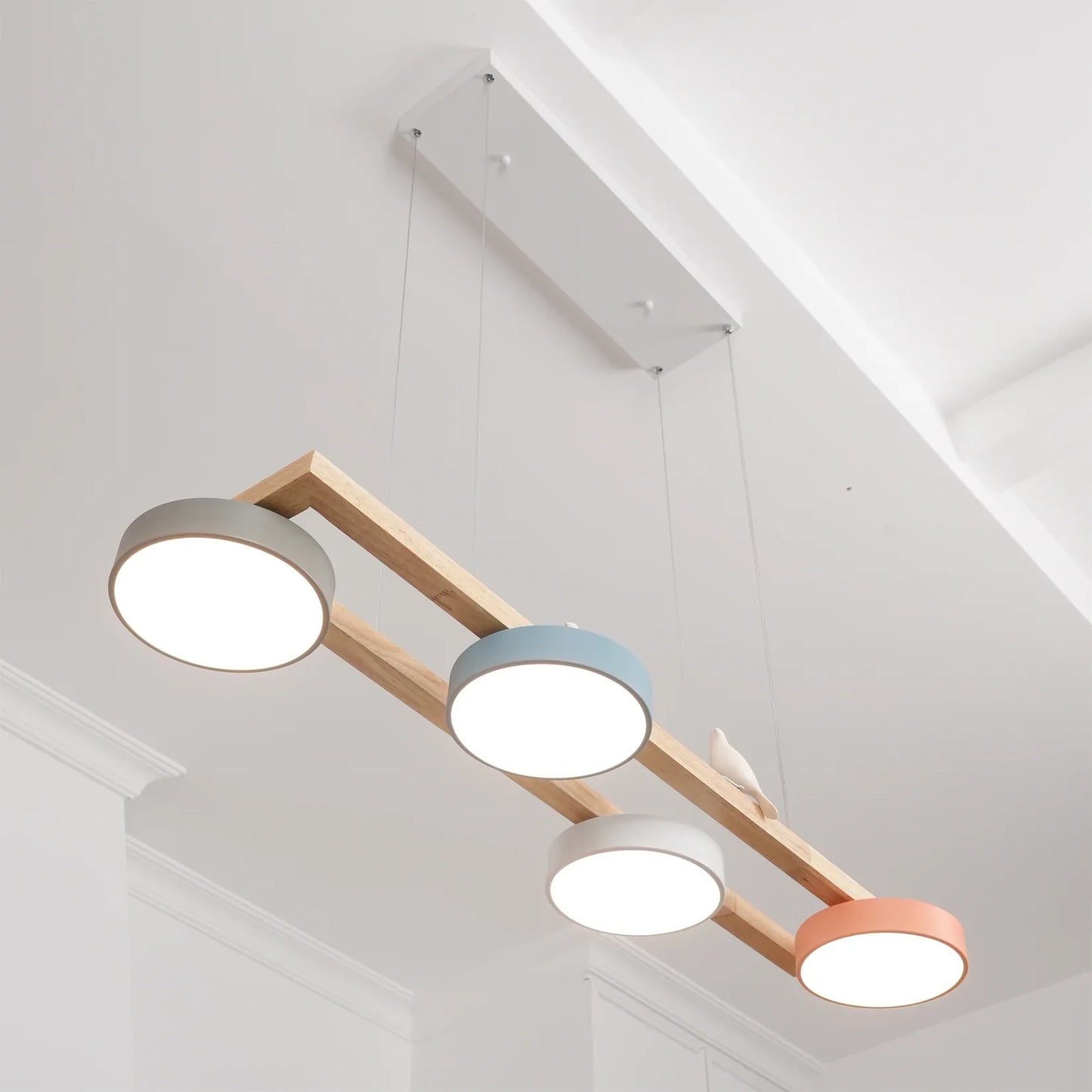Modern Wooden Frame LED Bird Pendant Chandelier | Lumwood