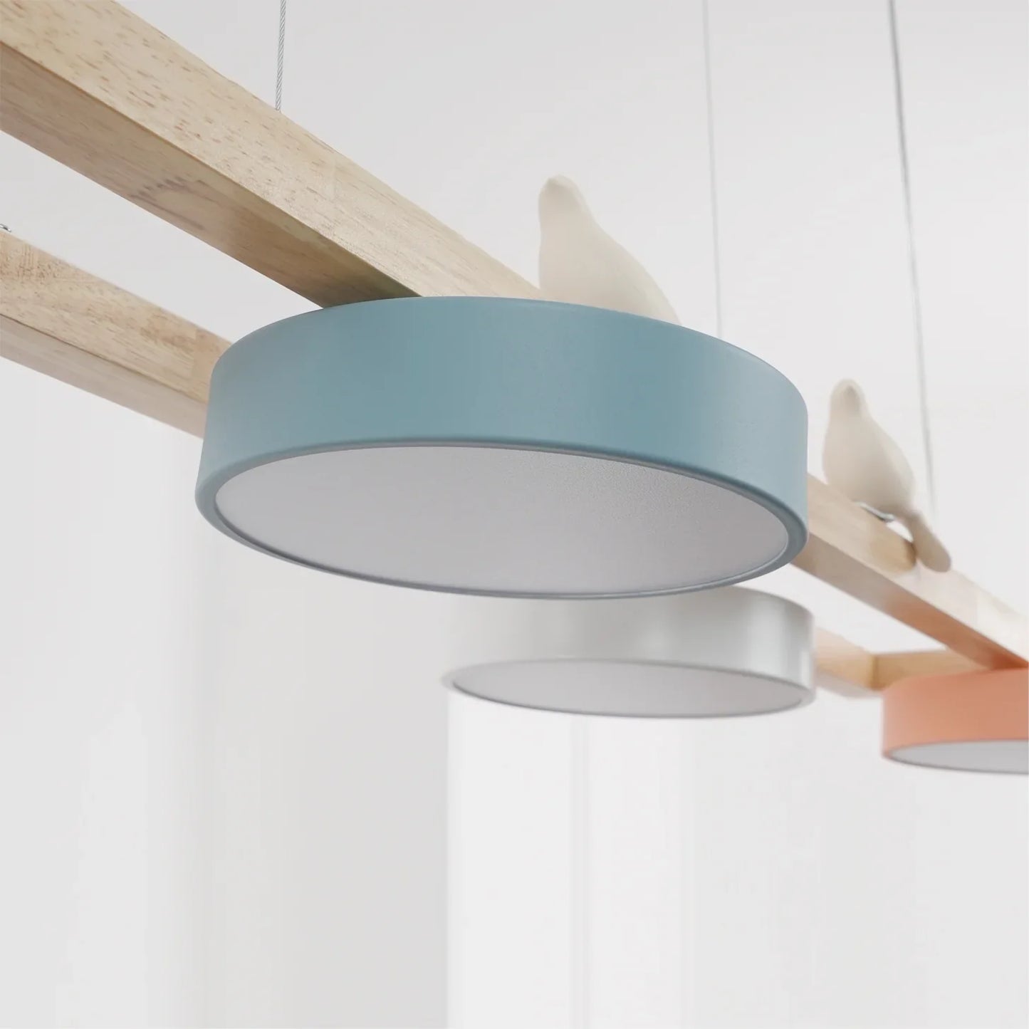 Modern Wooden Frame LED Bird Pendant Chandelier | Lumwood