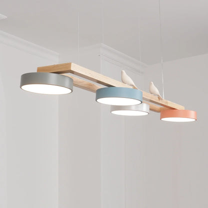 Modern Wooden Frame LED Bird Pendant Chandelier | Lumwood