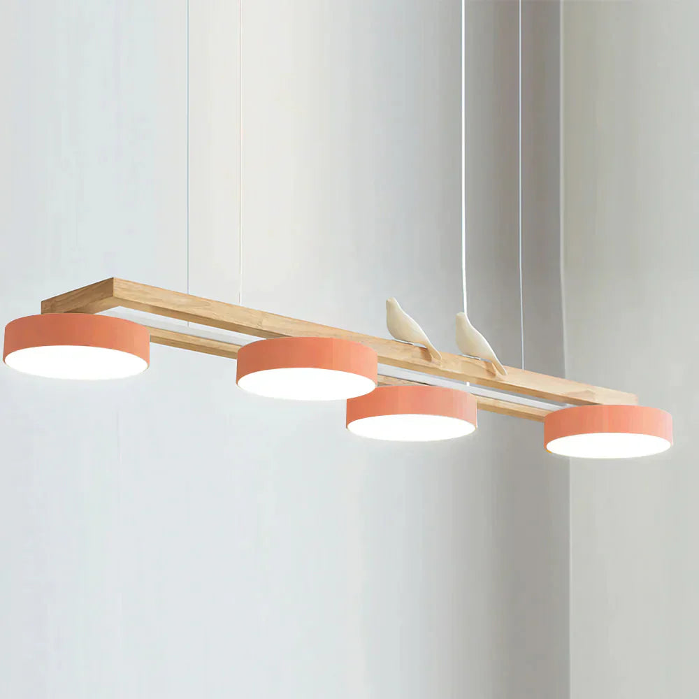 Modern Wooden Frame LED Bird Pendant Chandelier | Lumwood