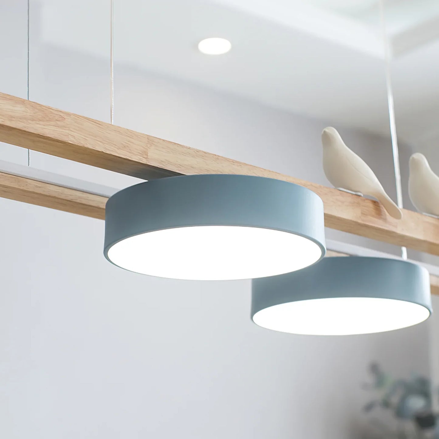 Modern Wooden Frame LED Bird Pendant Chandelier | Lumwood