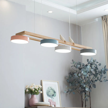 Modern Wooden Frame LED Bird Pendant Chandelier | Lumwood